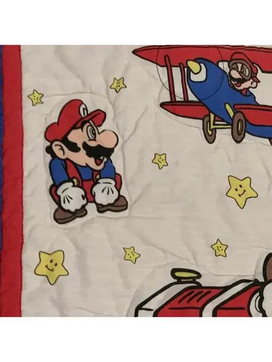 Vintage Super Mario Nintendo Baby Blanket Quilt Comforter 32”x41” crib size - Picture 5 of 9